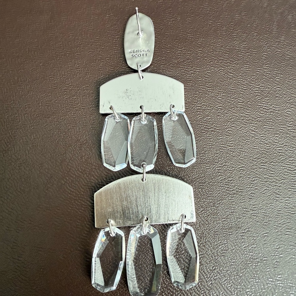 Kendra Scott Silver and Clear Chandelier Dangle Earrings - Picture 5 of 7